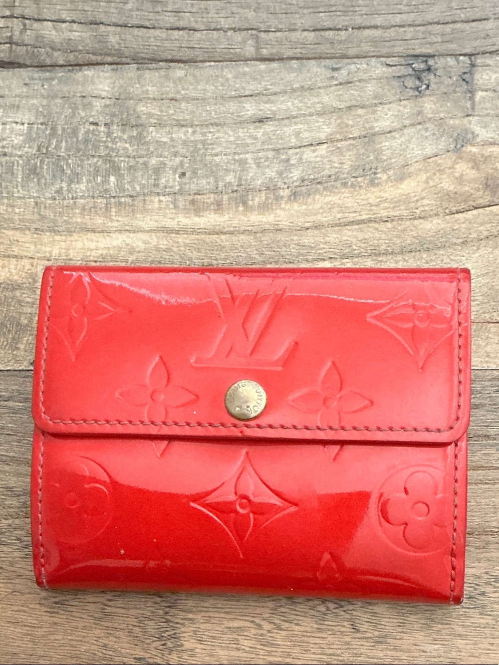 Louis Vuitton Red Vernis Snap Compact Wallet